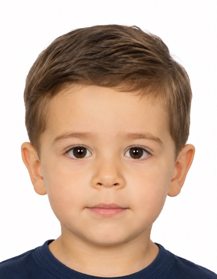 Beispiel für ein klassisches biometrisches Passbild eines Kindes